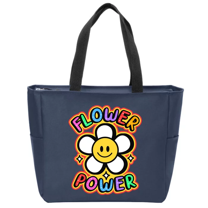 Flower Power Emoji Zip Tote Bag