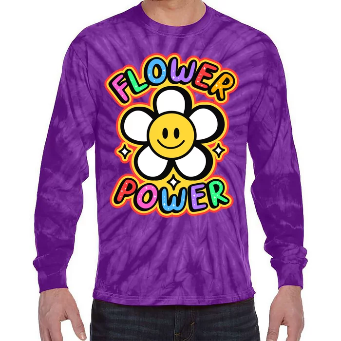 Flower Power Emoji Tie-Dye Long Sleeve Shirt