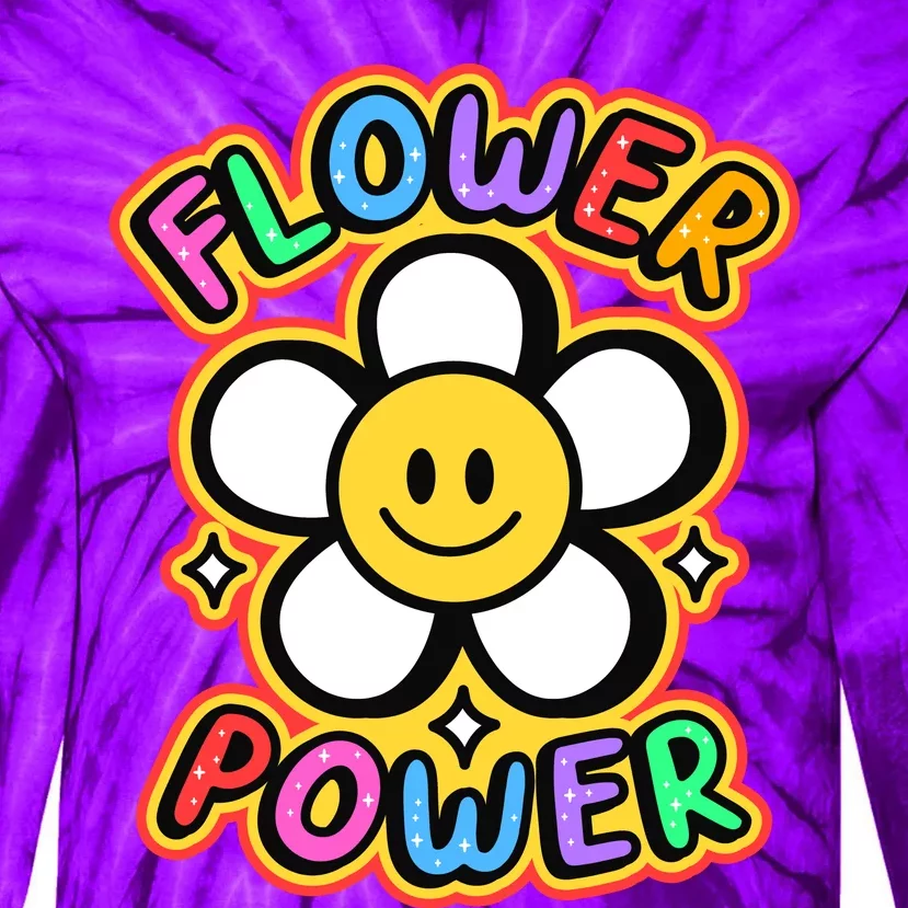 Flower Power Emoji Tie-Dye Long Sleeve Shirt