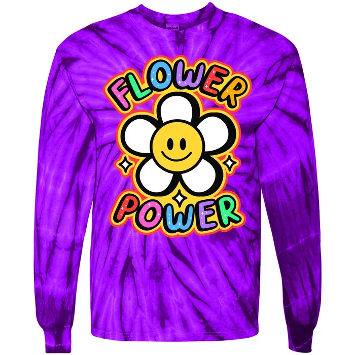 Flower Power Emoji Tie-Dye Long Sleeve Shirt