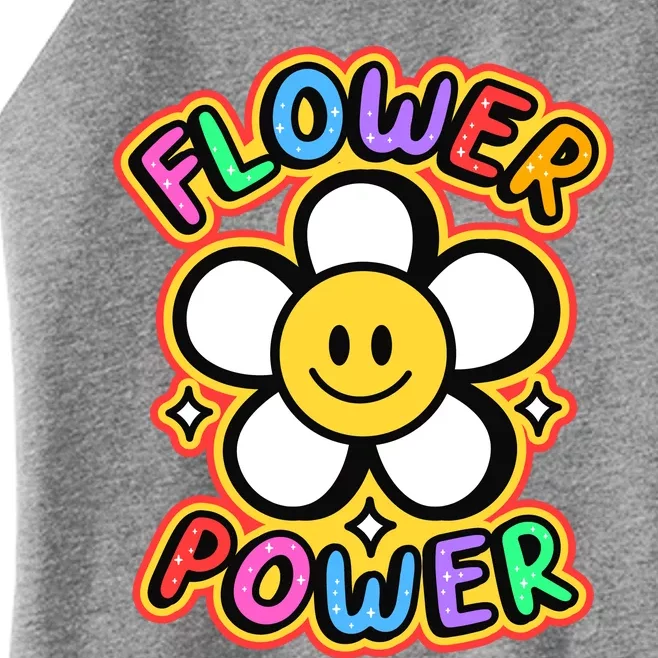 Flower Power Emoji Women’s Perfect Tri Rocker Tank