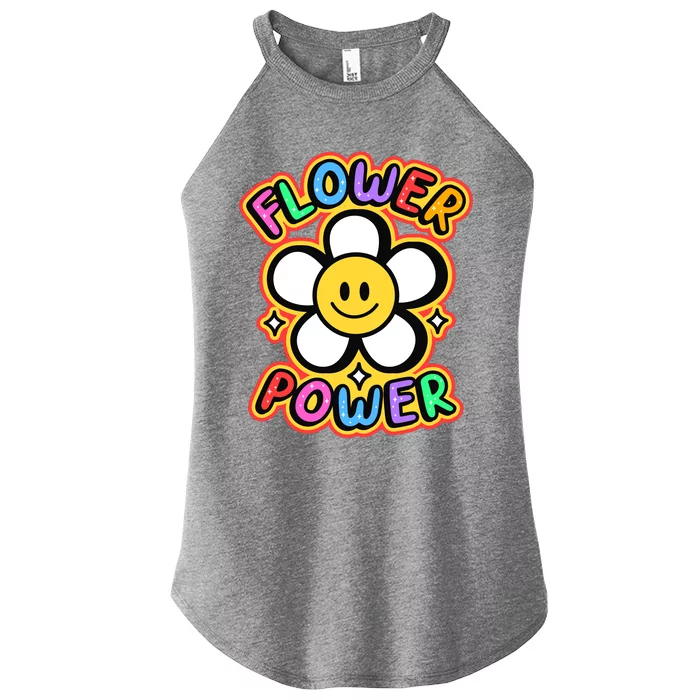 Flower Power Emoji Women’s Perfect Tri Rocker Tank