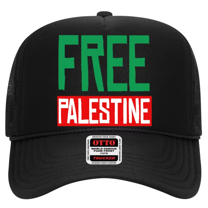 Free Palestine End Israel High Crown Mesh Trucker Hat