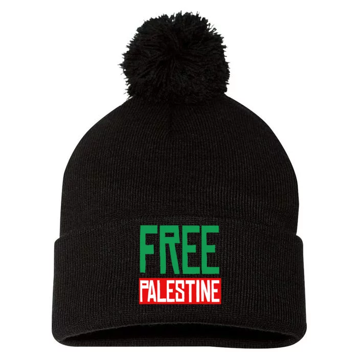 Free Palestine End Israel Pom Pom 12in Knit Beanie