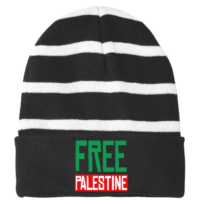 Free Palestine End Israel Striped Beanie with Solid Band