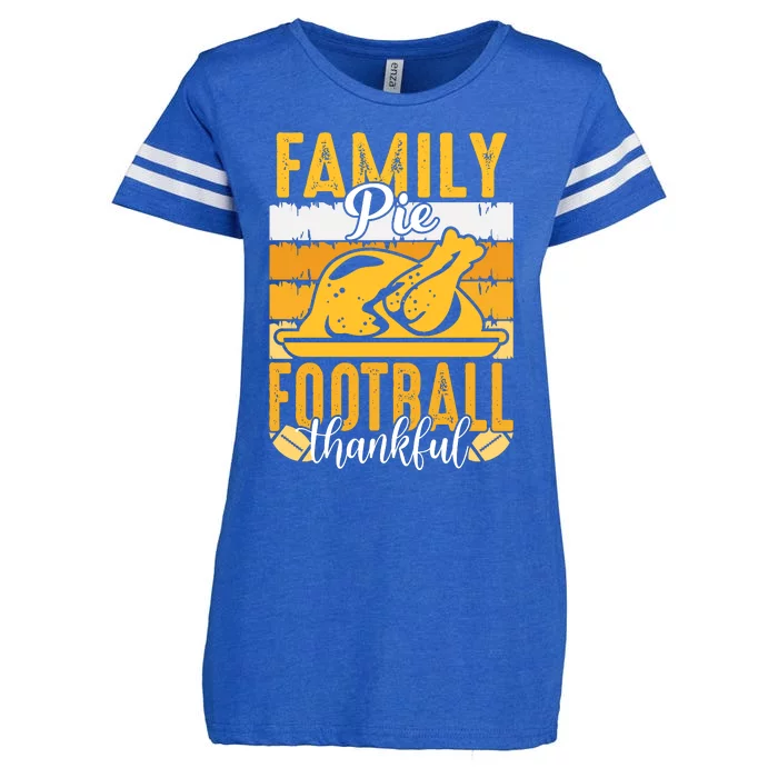 Family Pie Football Thankful ' Motivational Thanksgiving Football Lover Enza Ladies Jersey Football T-Shirt