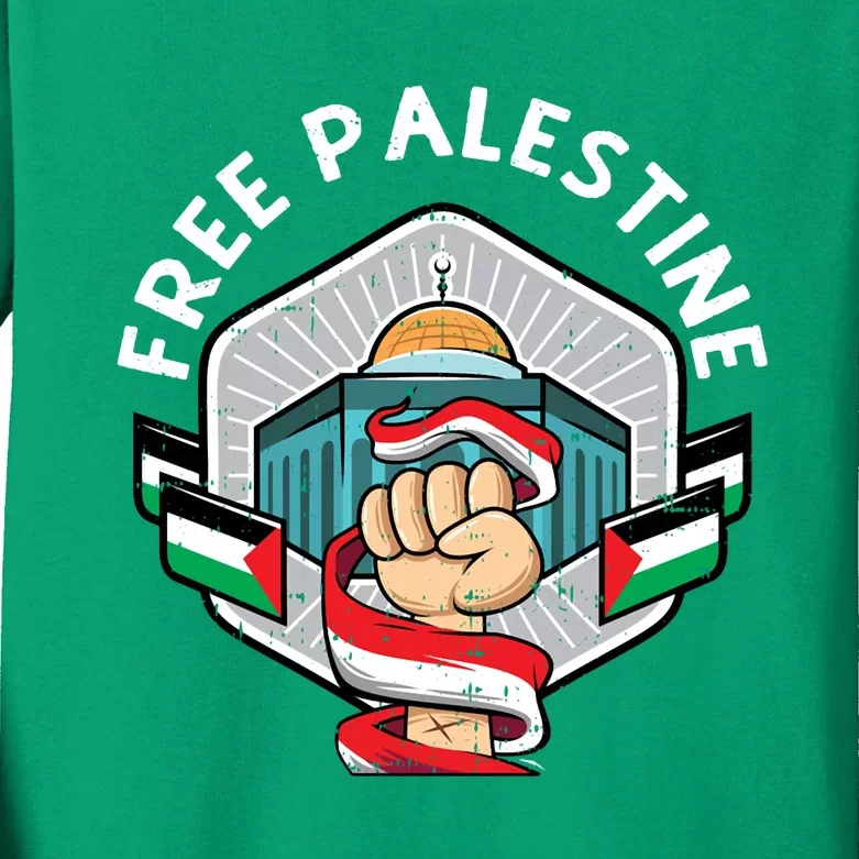 Free Palestine Flag Save Gaza Strip End The Occupation Kids Long Sleeve Shirt