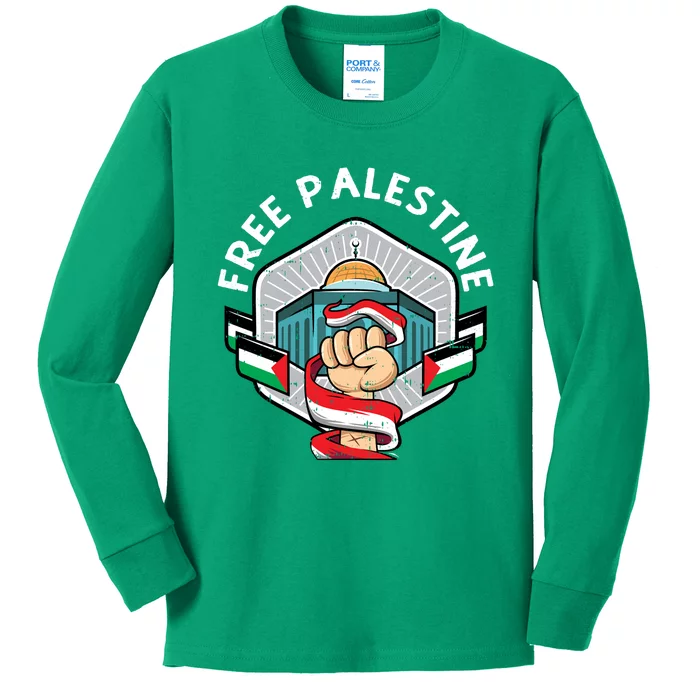 Free Palestine Flag Save Gaza Strip End The Occupation Kids Long Sleeve Shirt