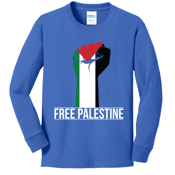 Free Palestine Funny Gift Palestine Flag Funny Gift Kids Long Sleeve Shirt