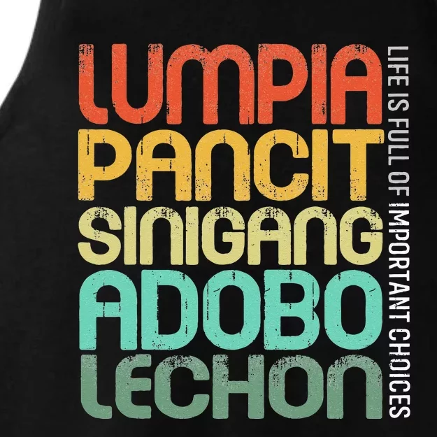 Filipino Philippine Food Lumpia Pancit Sinigang Adobo Lechon Ladies Tri-Blend Wicking Tank