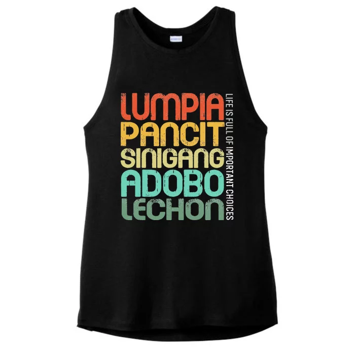 Filipino Philippine Food Lumpia Pancit Sinigang Adobo Lechon Ladies Tri-Blend Wicking Tank