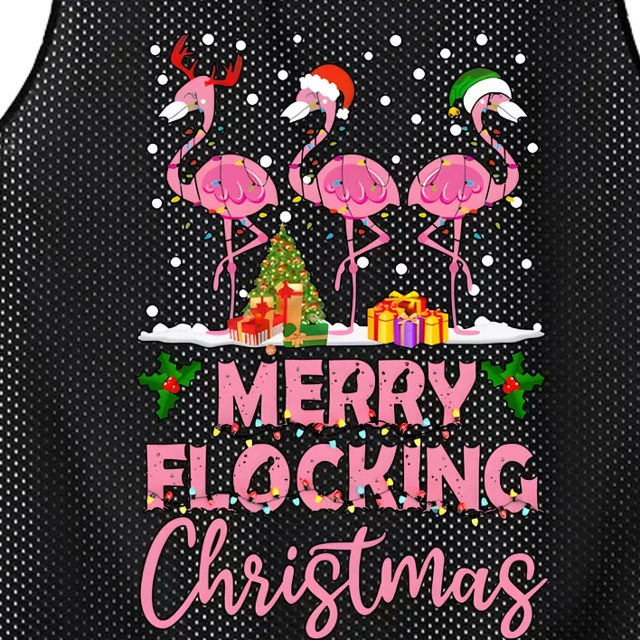 Funny Pink Flamingo Christmas Holiday Season Mesh Reversible Basketball Jersey Tank