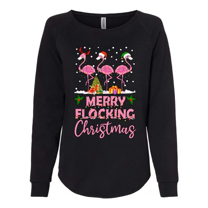 Funny Pink Flamingo Christmas Holiday Season Womens California Wash Sweatshirt