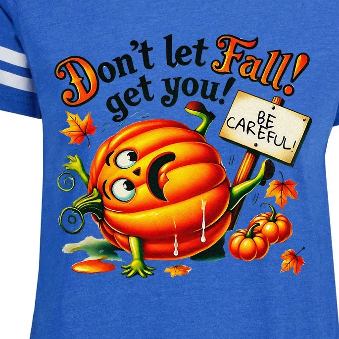 Funny Pumpkin Fall Prevention Gifts Autumn Safety Enza Ladies Jersey Football T-Shirt