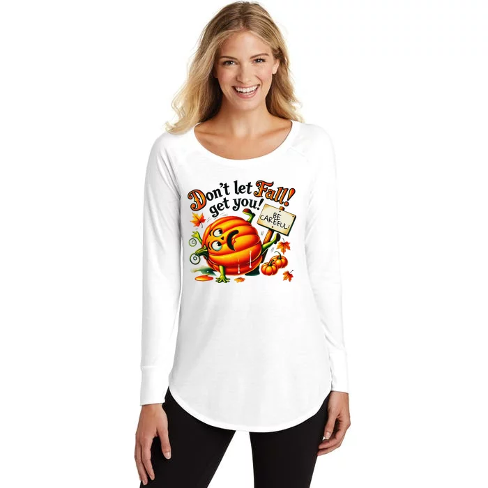 Funny Pumpkin Fall Prevention Gifts Autumn Safety Women's Perfect Tri Tunic Long Sleeve Shirt