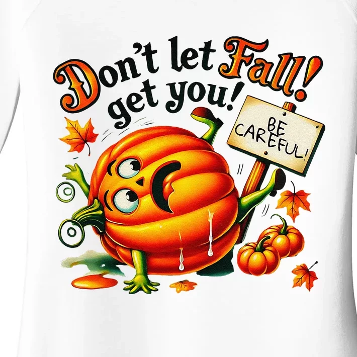 Funny Pumpkin Fall Prevention Gifts Autumn Safety Women's Perfect Tri Tunic Long Sleeve Shirt