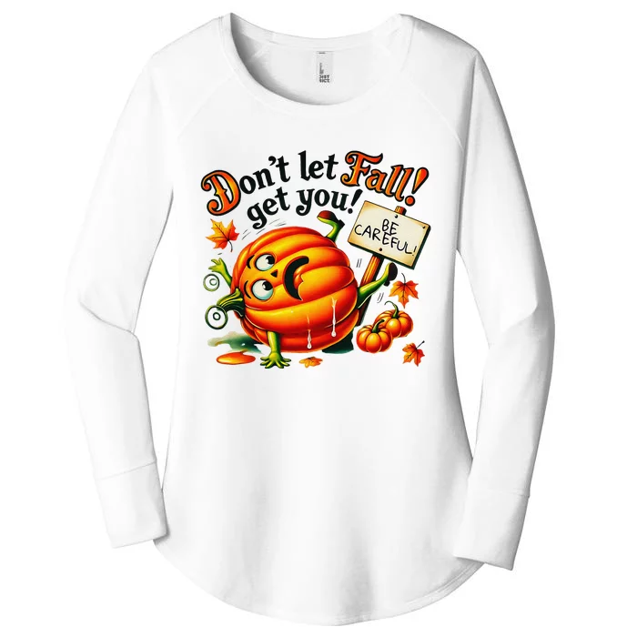 Funny Pumpkin Fall Prevention Gifts Autumn Safety Women's Perfect Tri Tunic Long Sleeve Shirt