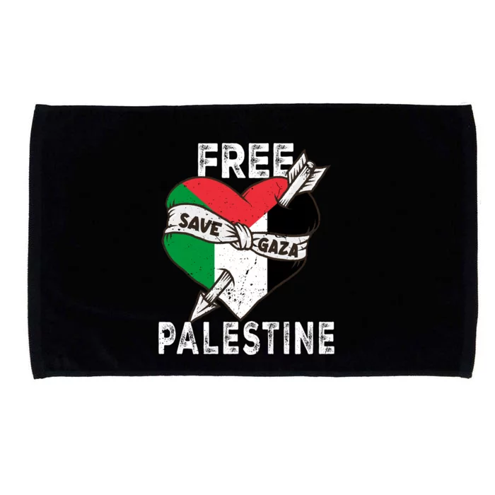 Free Palestine Flag Save Gaza Palestinian Love Heart Microfiber Hand Towel