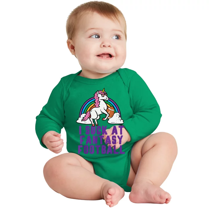 Funny Pink Fantasy Football Loser Unicorn Baby Long Sleeve Bodysuit