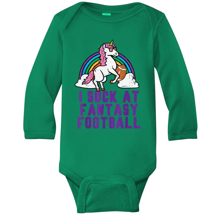 Funny Pink Fantasy Football Loser Unicorn Baby Long Sleeve Bodysuit