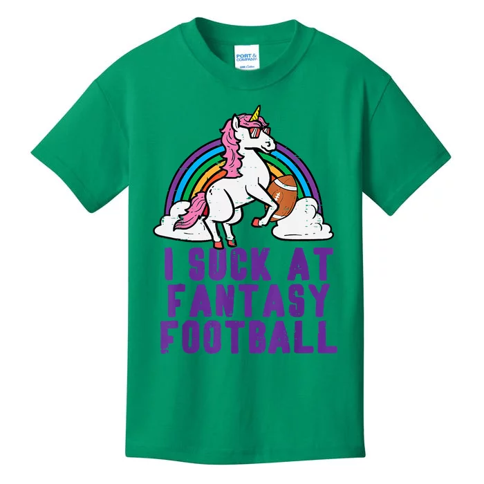 Funny Pink Fantasy Football Loser Unicorn Kids T-Shirt