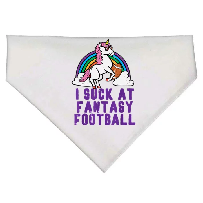 Funny Pink Fantasy Football Loser Unicorn USA-Made Doggie Bandana