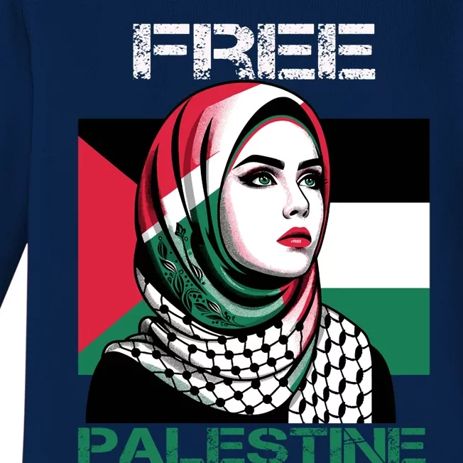 Free Palestine Flag Save Gaza Strip Palestinian Baby Long Sleeve Bodysuit