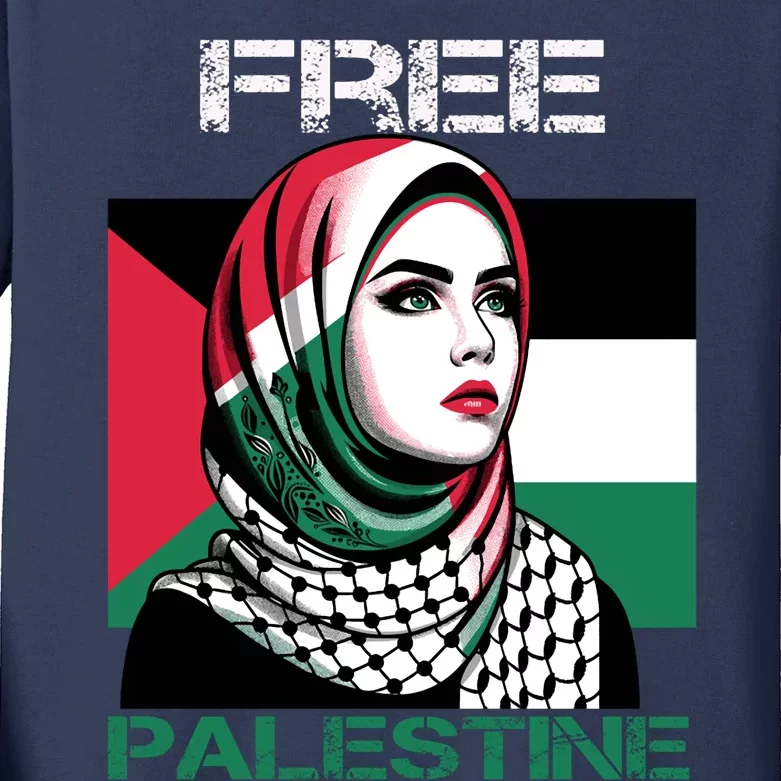 Free Palestine Flag Save Gaza Strip Palestinian Kids Long Sleeve Shirt