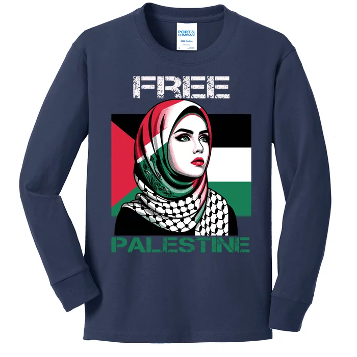 Free Palestine Flag Save Gaza Strip Palestinian Kids Long Sleeve Shirt