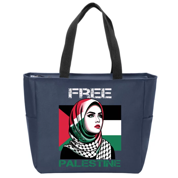 Free Palestine Flag Save Gaza Strip Palestinian Zip Tote Bag