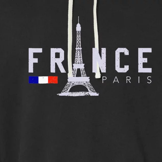 France Paris French Flag Eiffel Tower Souvenir Gift Garment-Dyed Fleece Hoodie