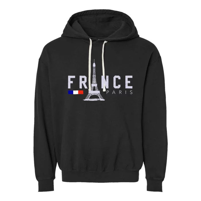 France Paris French Flag Eiffel Tower Souvenir Gift Garment-Dyed Fleece Hoodie