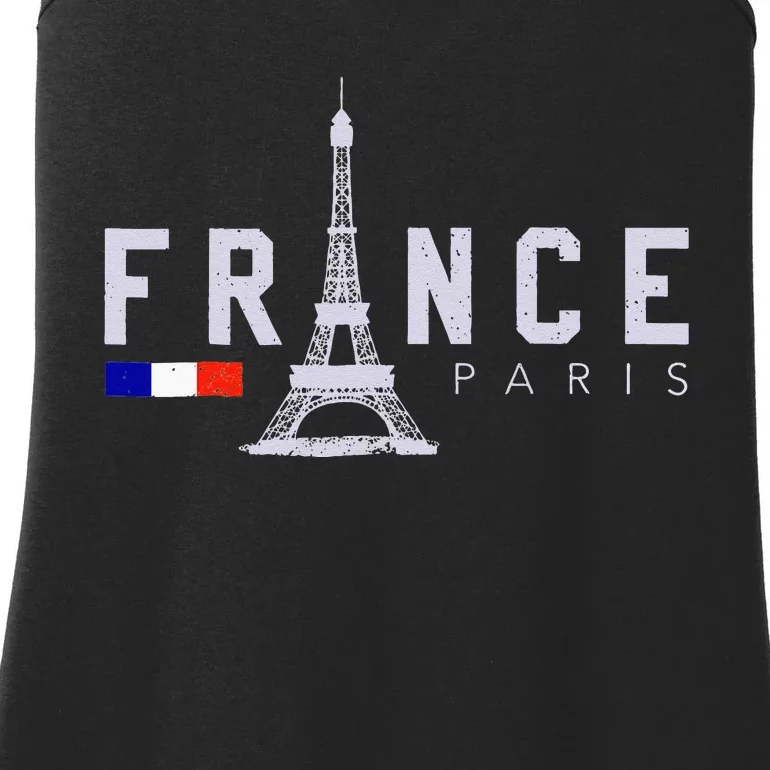 France Paris French Flag Eiffel Tower Souvenir Gift Ladies Essential Tank