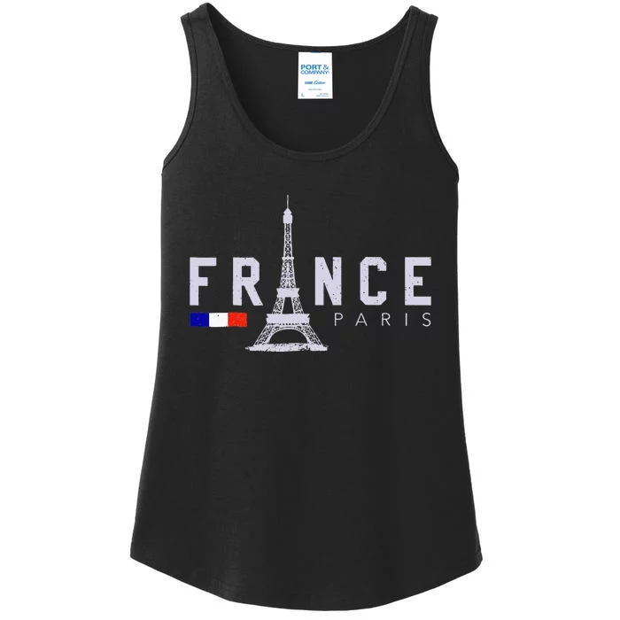 France Paris French Flag Eiffel Tower Souvenir Gift Ladies Essential Tank