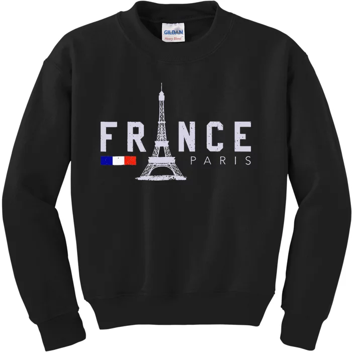 France Paris French Flag Eiffel Tower Souvenir Gift Kids Sweatshirt