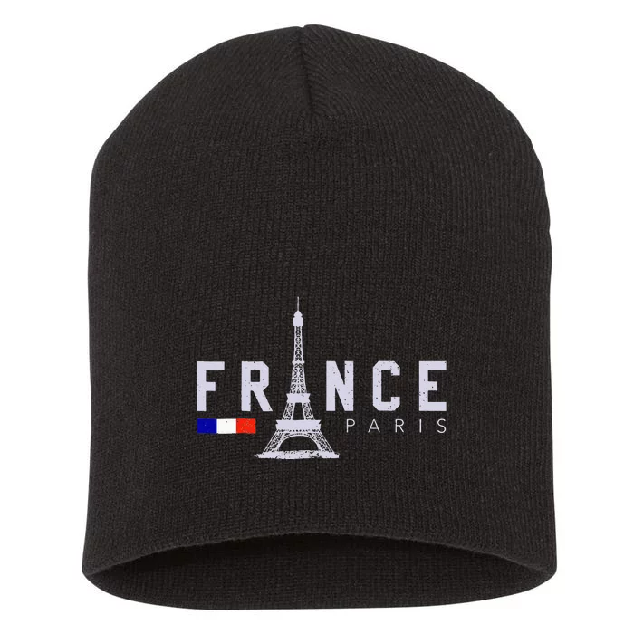 France Paris French Flag Eiffel Tower Souvenir Gift Short Acrylic Beanie