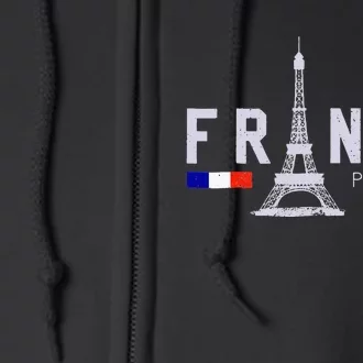 France Paris French Flag Eiffel Tower Souvenir Gift Full Zip Hoodie