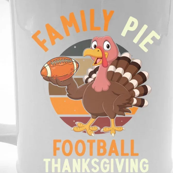 Family Pie Football Thanksgiving Turkey Gift Front & Back Beer Stein