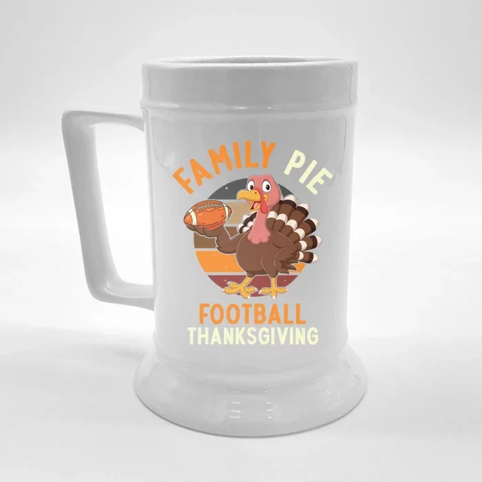 Family Pie Football Thanksgiving Turkey Gift Front & Back Beer Stein