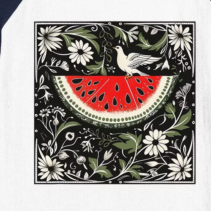 Free Palestine Fruits Watermelon Map Baseball Sleeve Shirt