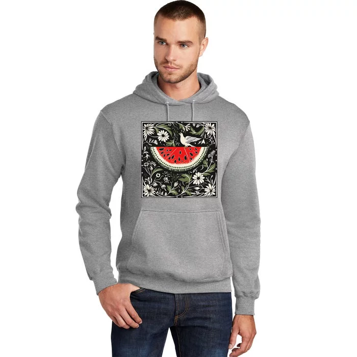 Free Palestine Fruits Watermelon Map Tall Hoodie