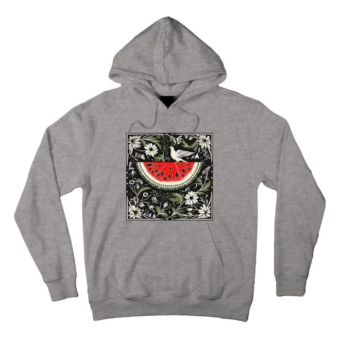 Free Palestine Fruits Watermelon Map Tall Hoodie