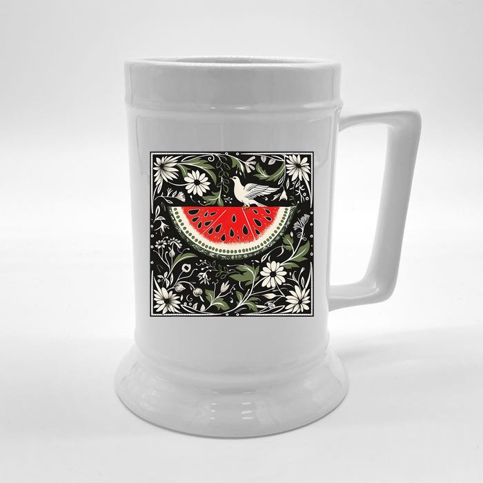 Free Palestine Fruits Watermelon Map Front & Back Beer Stein