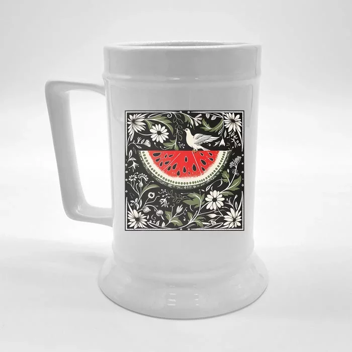 Free Palestine Fruits Watermelon Map Front & Back Beer Stein