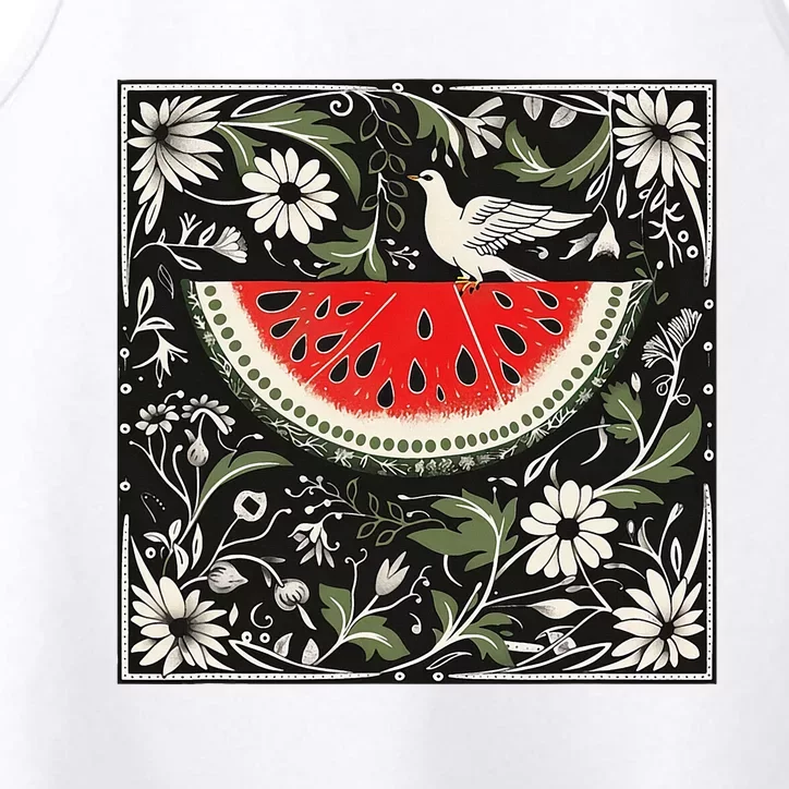 Free Palestine Fruits Watermelon Map Performance Tank