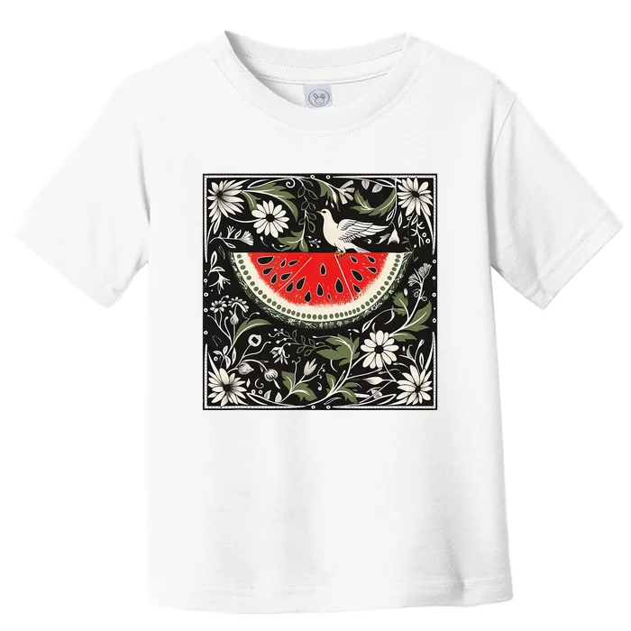 Free Palestine Fruits Watermelon Map Toddler T-Shirt