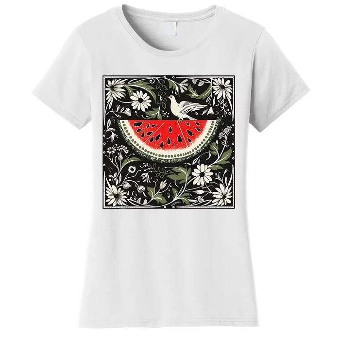 Free Palestine Fruits Watermelon Map Women's T-Shirt