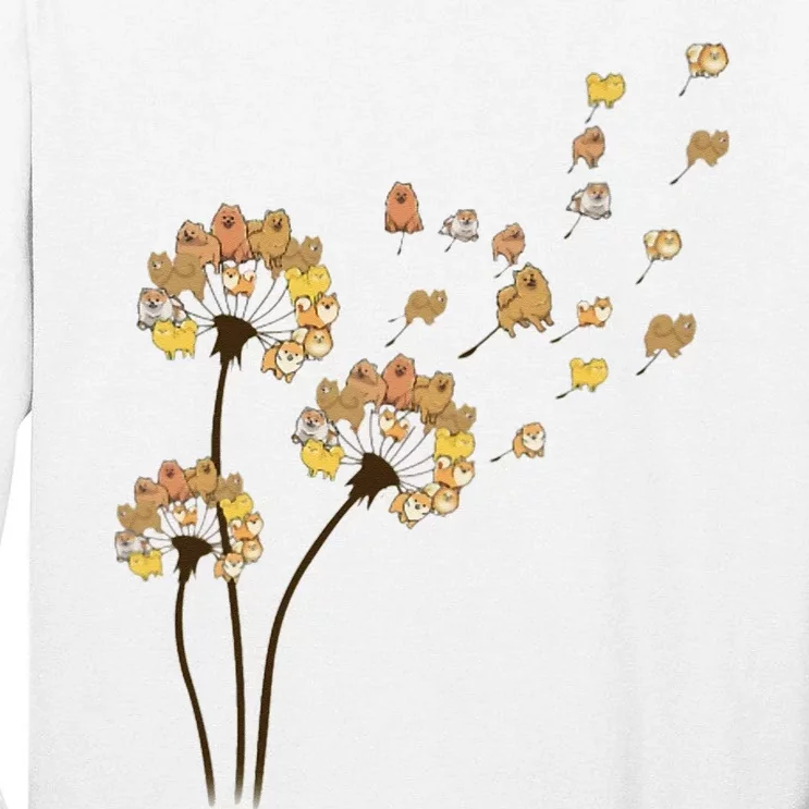 Funny Pomeranian Flower Fly Dandelion Dog Lover Tall Long Sleeve T-Shirt