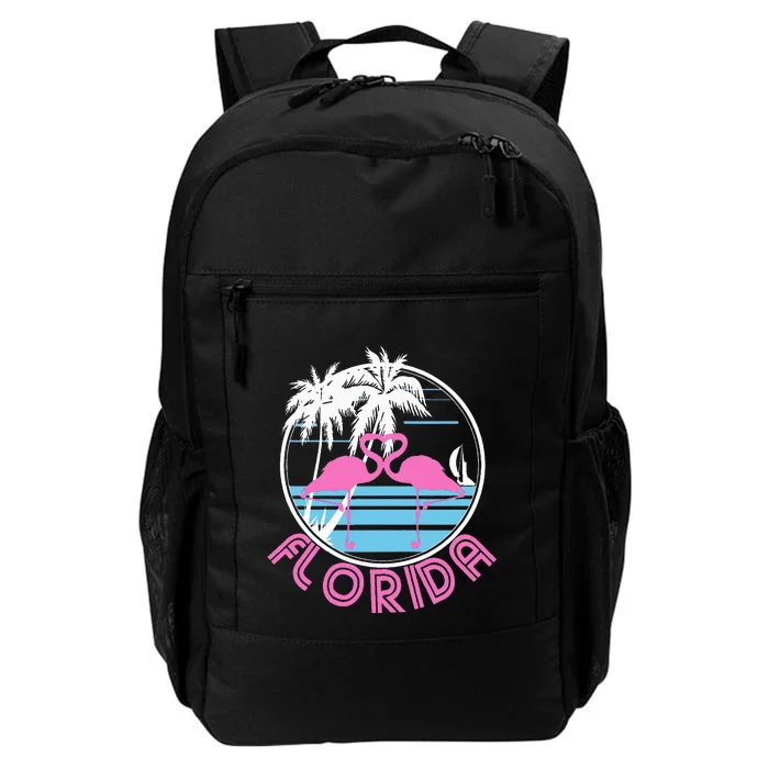 Florida Pink Flamingo Heart 80s Retro Vintage Style Daily Commute Backpack