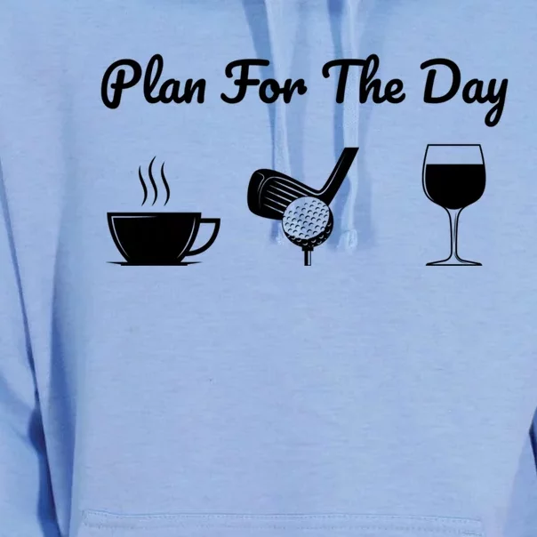 Funny Plan For The Day Coffee Play Golf Wine Cool Gift Unisex Surf Hoodie